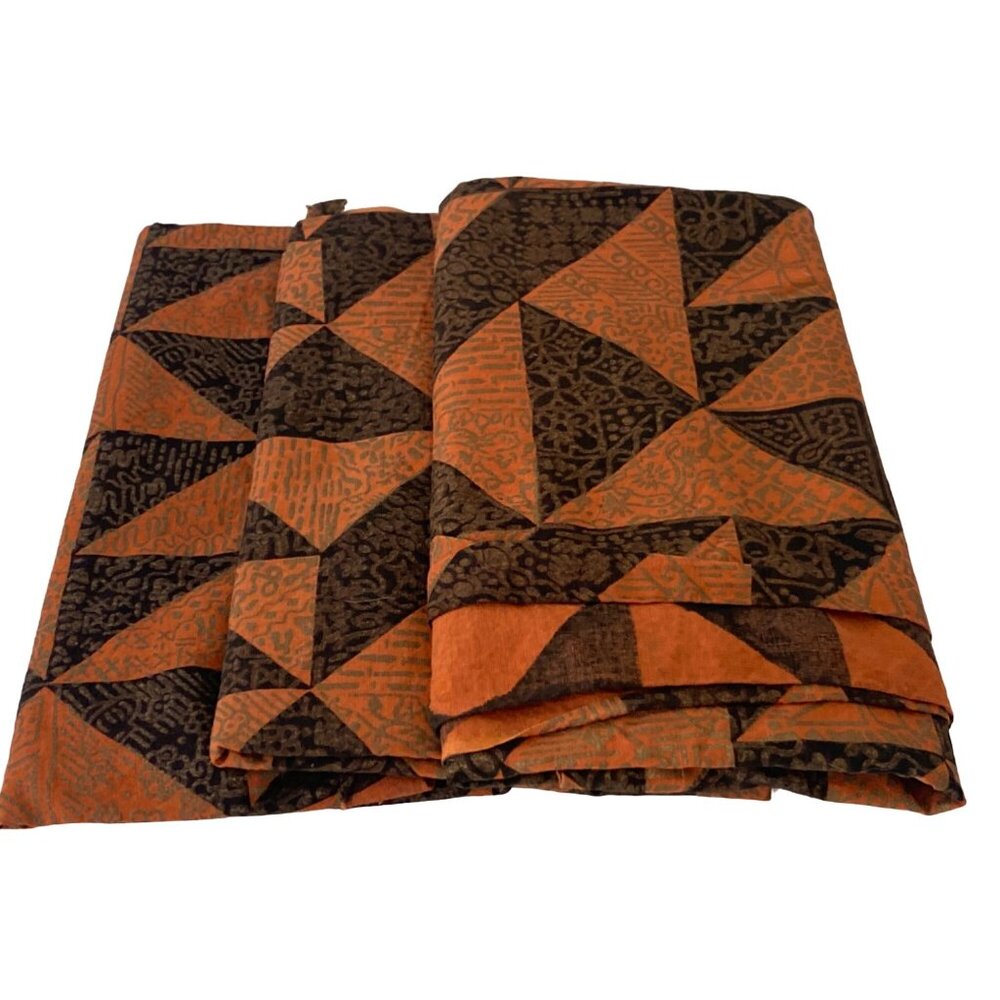 Fabric irregular Print Remnants Triangles Orange Black Quilting Material 3 piece